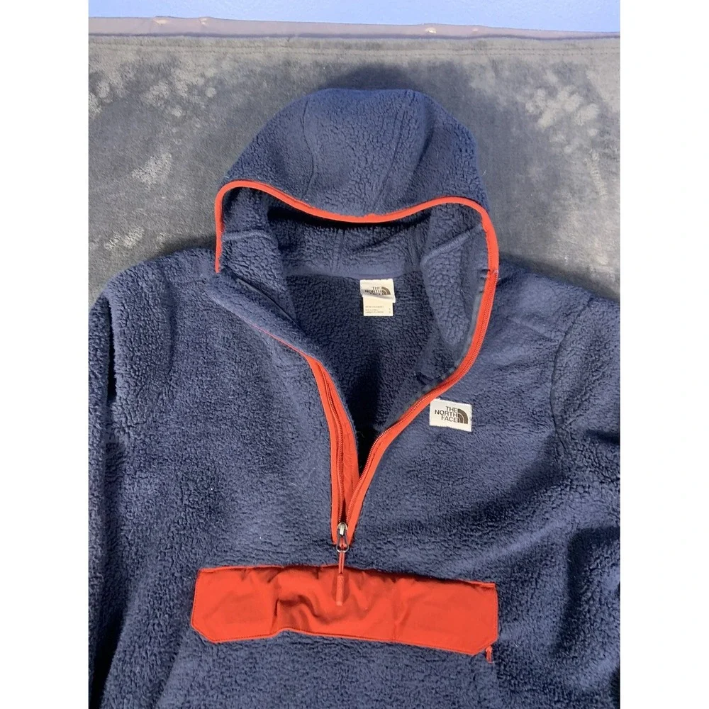 The North Face Campshire Anorak Sherpa Fleece Hoodie Men's Large Navy Blue